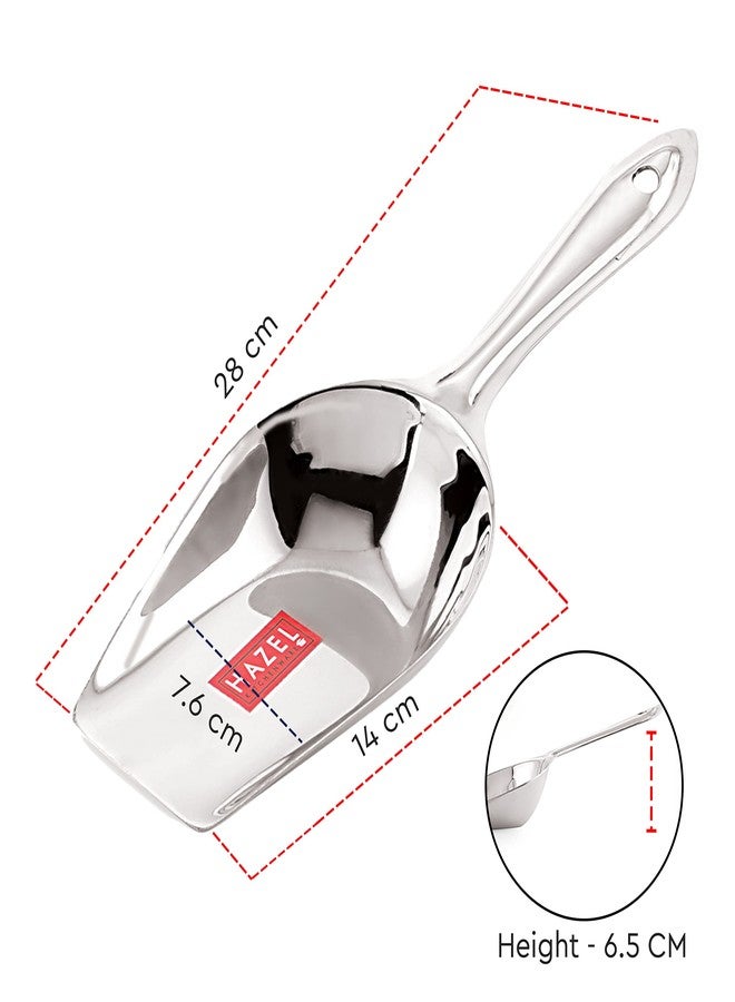 هايزل ملعقة ومغرفة من الفولاذ المقاوم للصدأ من هازل | مغرفة للدقيق والحبوب والأطعمة الجافة والحلوى والتوابل | مغارف فولاذية لمحلات البقالة | ملحقات ومعدات محلات البقالة، كبيرة، فضية - Image 4